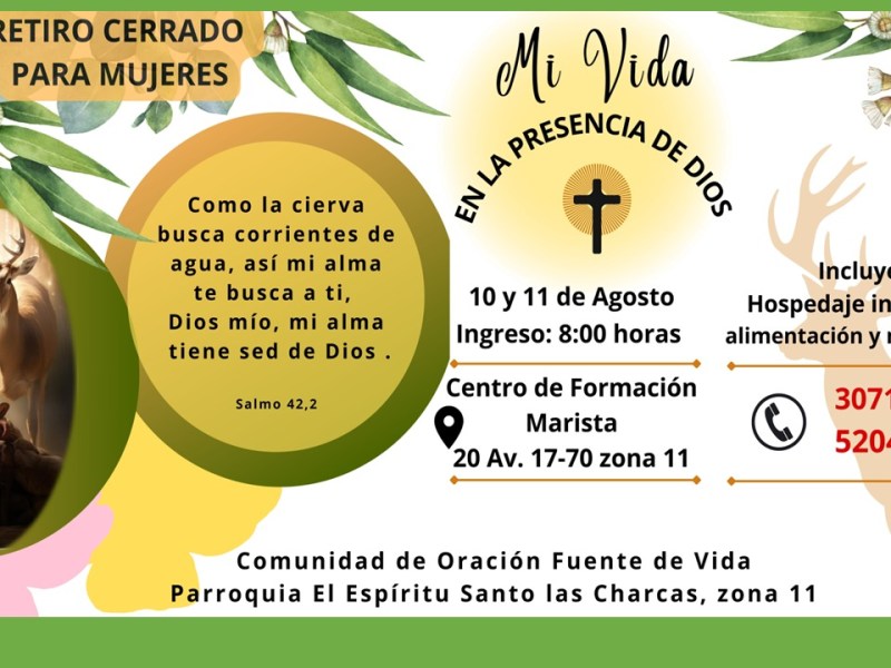 Retiro para mujeres: “Mi vida en la presencia de&nbsp;Dios”