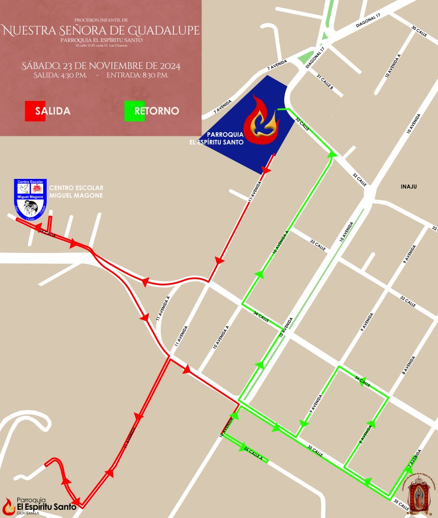 Recorrido de la procesión infantil de&nbsp;Guadalupe