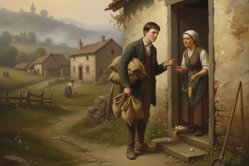 Juan va a pedir limosna de casa en&nbsp;casa